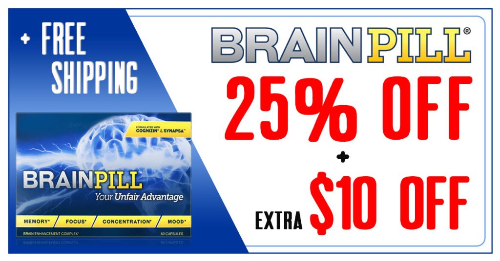 BrainPill 25% + $10 Off Coupon Code