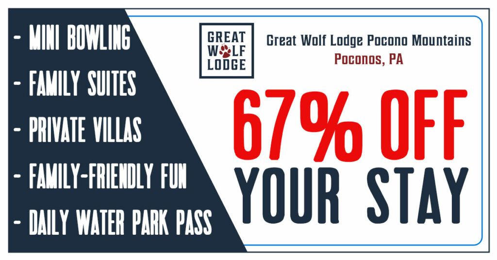 Great Wolf Lodge Pocono Mountains 67% Off Coupon