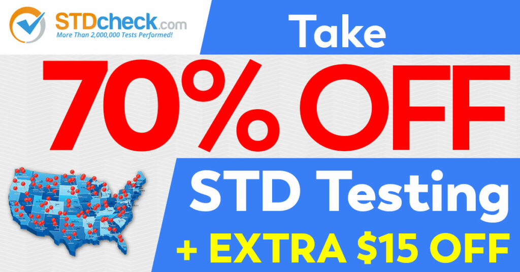 STDcheck.com 70% Off + $15 Off Coupon